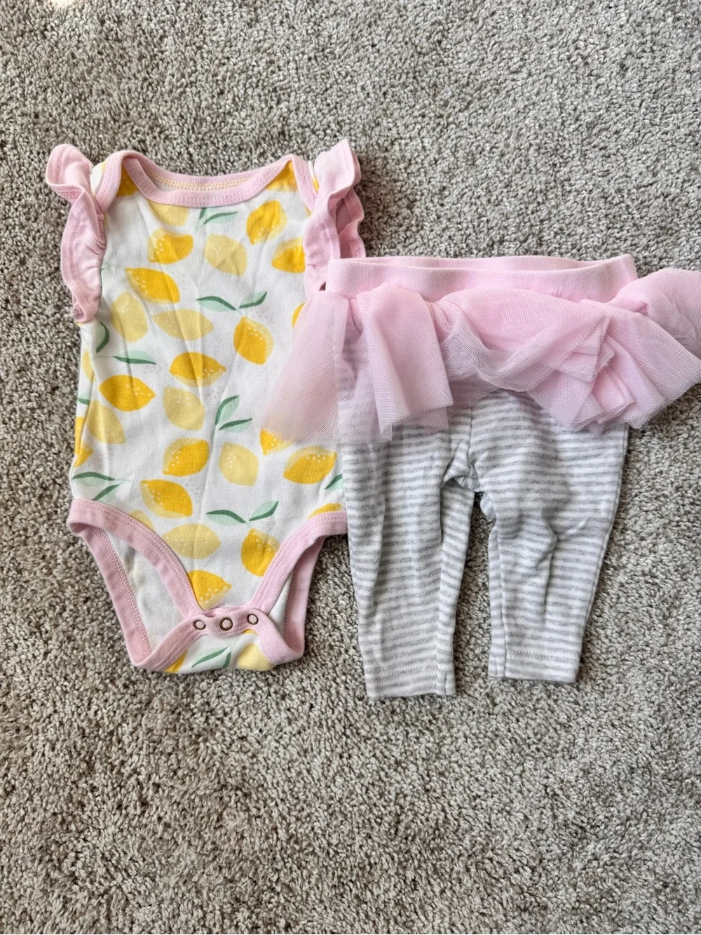 Baby Girl Outfit Bundle Lemon Tutu Baby Outfit Yellow Pleated Dress 0-3 Months